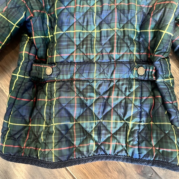 Girl’s Ralph Lauren Green Blue Plaid Quilted Snap Front Puffer Coat - Size 5 EUC - Picture 4 of 7